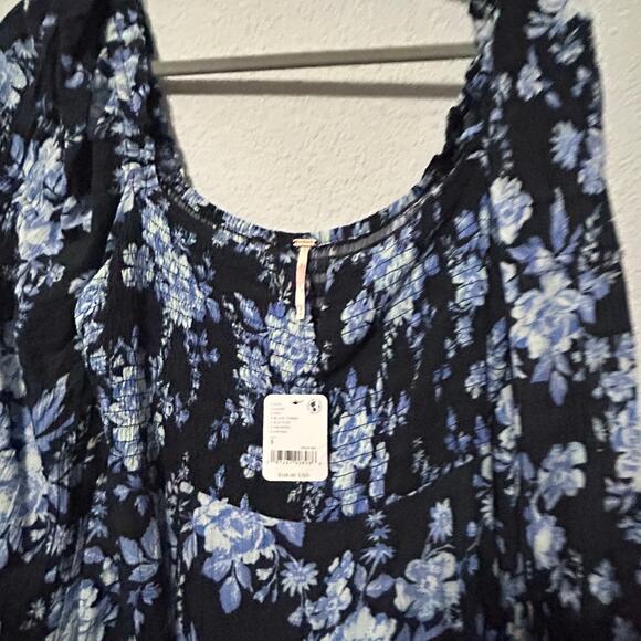 NEW Free People Jaymes Midi Dress Blue Floral Small Cottagecore Romantic Boho - Picture 9 of 15